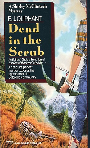 Partial side view of tall woman in flannel shirt and blue jeans holding a crossbow