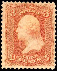 Postage stamp showing American president George Washington in profile